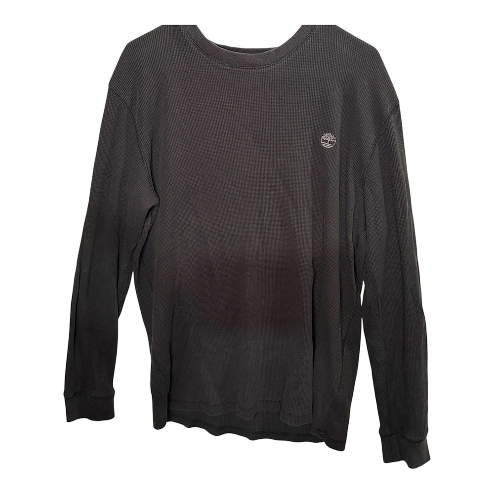 Timberland Men's Large Waffle Knit Long Sleeve T-Shirt Dark Gray Thermal Top - Picture 1 of 7